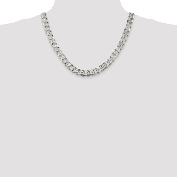 Men's 11mm, Sterling Silver Solid Flat Curb Chain Necklace, 20 Inch - Picture 2 of 8